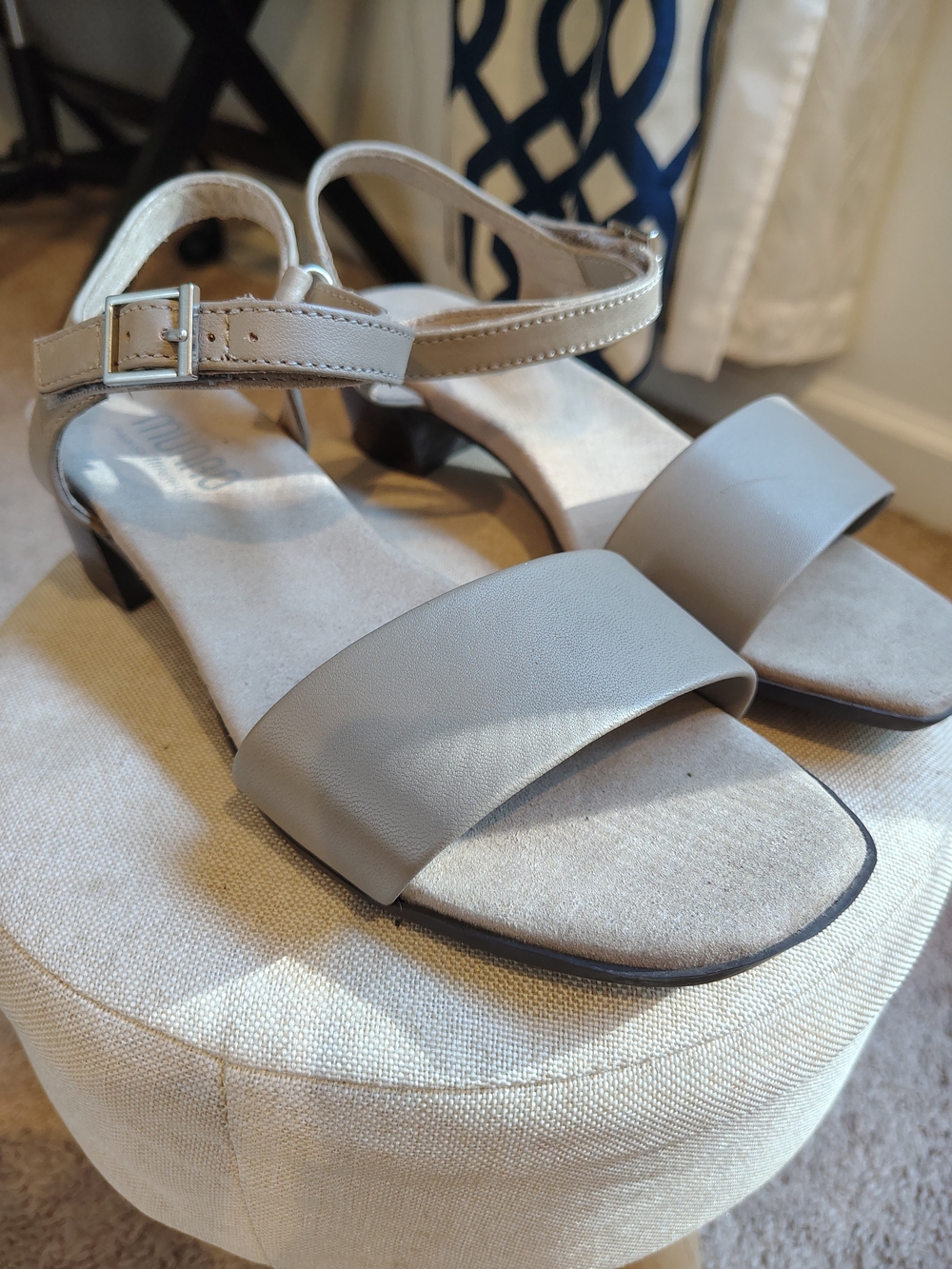 Munro Light Taupe Strap Block Heel Sandals